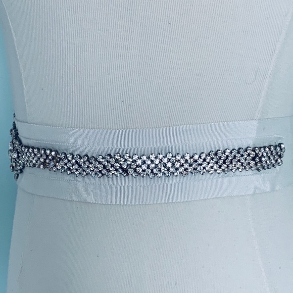 Grosgrain Beaded Bridal Sash Ivory - Picture 5 of 10